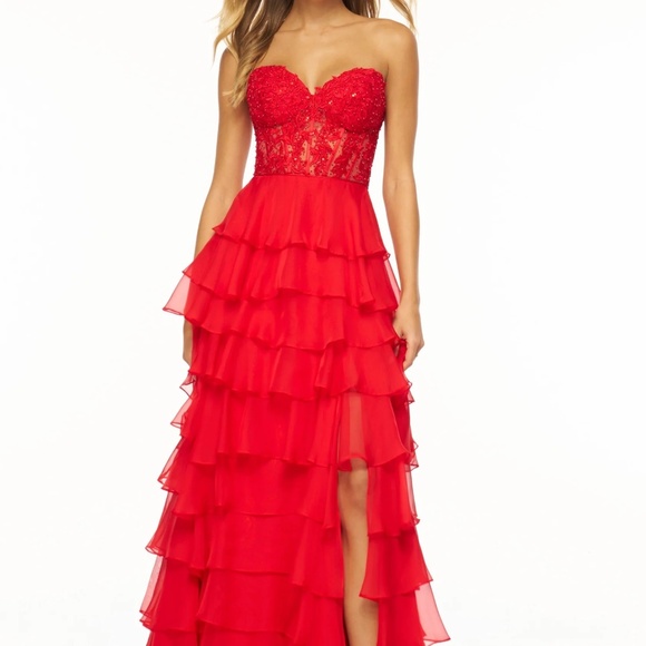 Sherri Hill Dresses & Skirts - Sherri Hill 56162 Elegant Strapless Red long dress